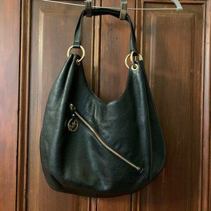 Michael Kors Large Black Leather Hobo Bag